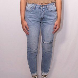 High Waisted Slit Back Jeans
